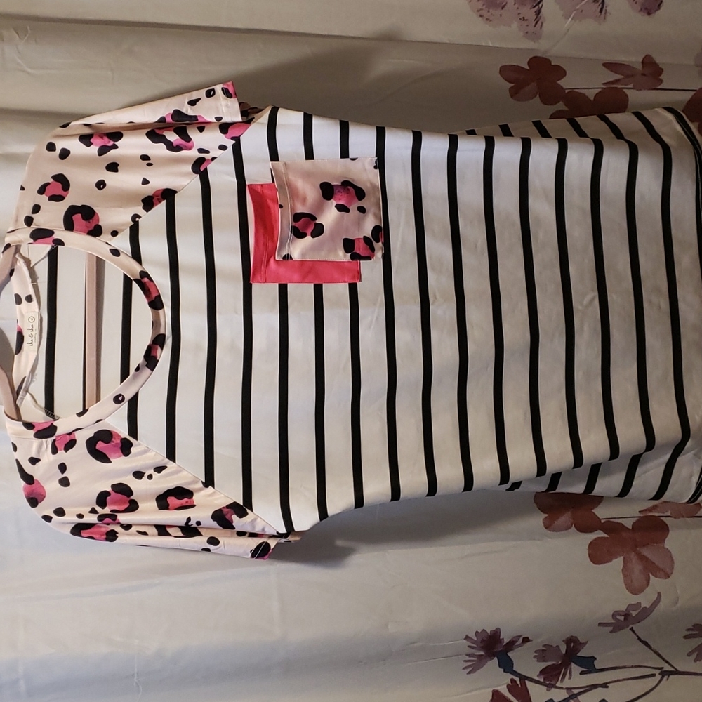 Women's stripe and leopard shirt
